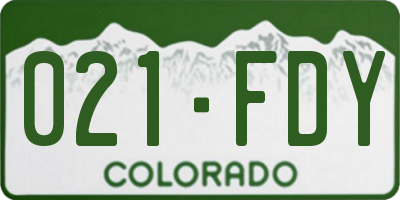CO license plate 021FDY