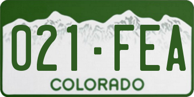 CO license plate 021FEA