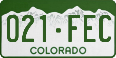 CO license plate 021FEC