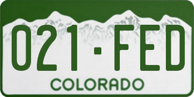 CO license plate 021FED