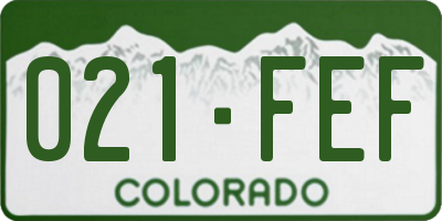 CO license plate 021FEF
