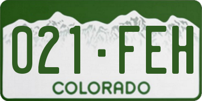 CO license plate 021FEH