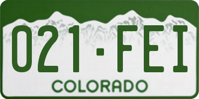 CO license plate 021FEI