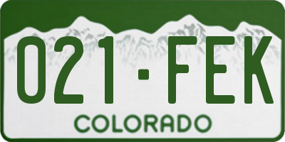 CO license plate 021FEK