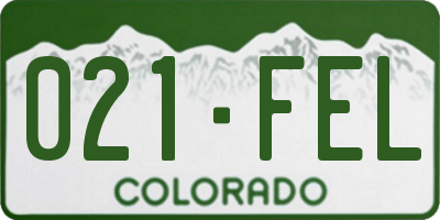 CO license plate 021FEL