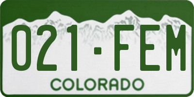 CO license plate 021FEM