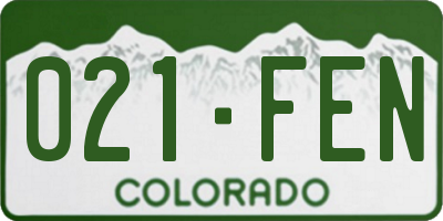 CO license plate 021FEN
