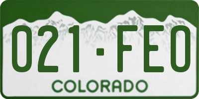 CO license plate 021FEO