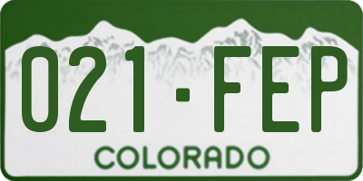 CO license plate 021FEP