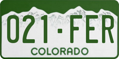 CO license plate 021FER