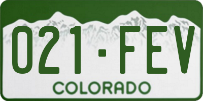 CO license plate 021FEV