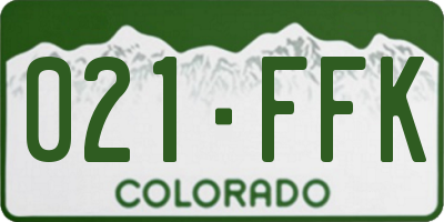 CO license plate 021FFK