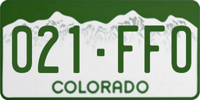 CO license plate 021FFO
