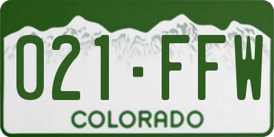 CO license plate 021FFW