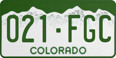 CO license plate 021FGC