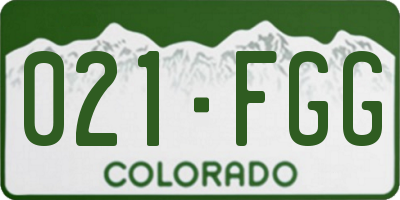 CO license plate 021FGG