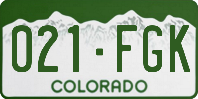 CO license plate 021FGK