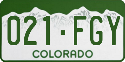 CO license plate 021FGY