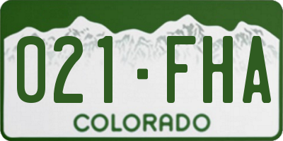 CO license plate 021FHA