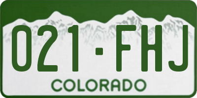 CO license plate 021FHJ