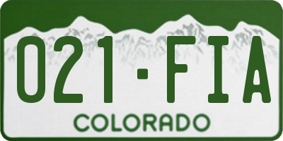CO license plate 021FIA