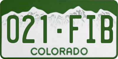 CO license plate 021FIB
