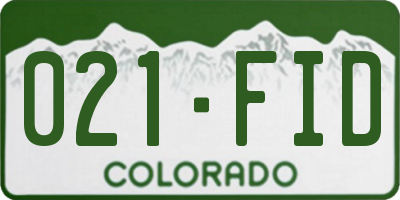 CO license plate 021FID