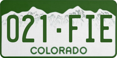 CO license plate 021FIE