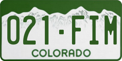 CO license plate 021FIM