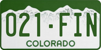 CO license plate 021FIN