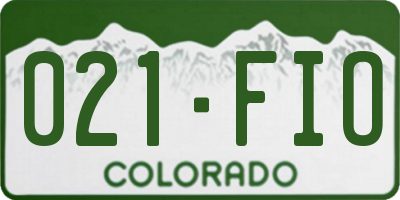 CO license plate 021FIO