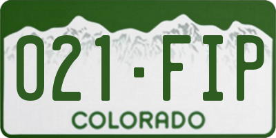 CO license plate 021FIP