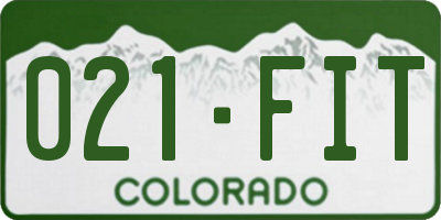 CO license plate 021FIT