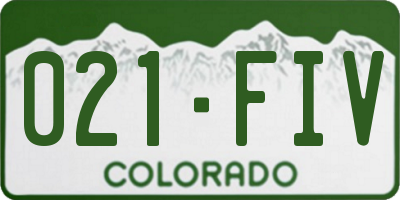 CO license plate 021FIV