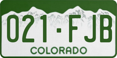 CO license plate 021FJB