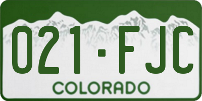 CO license plate 021FJC