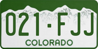 CO license plate 021FJJ