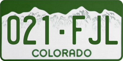 CO license plate 021FJL