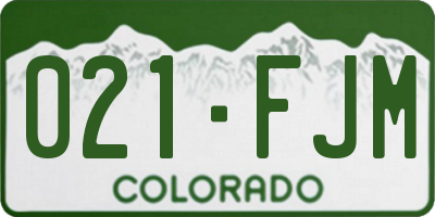 CO license plate 021FJM