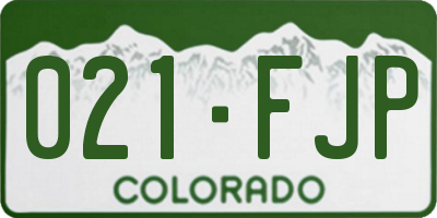 CO license plate 021FJP