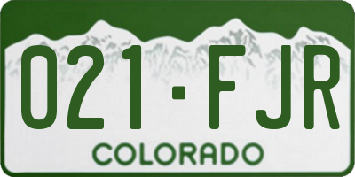 CO license plate 021FJR
