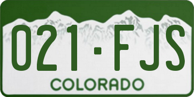 CO license plate 021FJS
