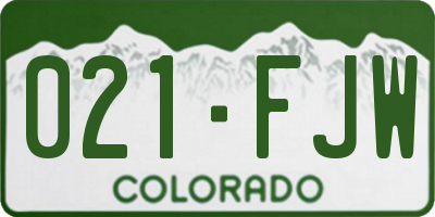 CO license plate 021FJW