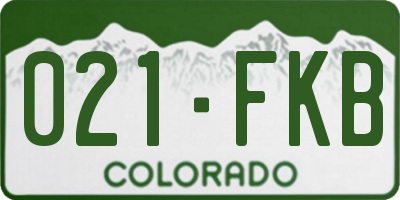 CO license plate 021FKB
