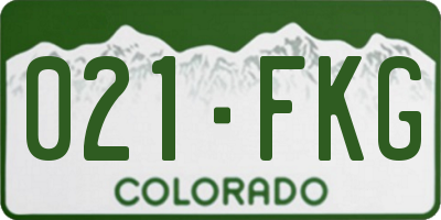 CO license plate 021FKG