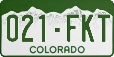 CO license plate 021FKT