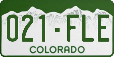 CO license plate 021FLE
