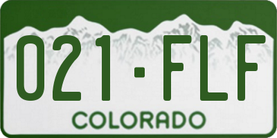 CO license plate 021FLF