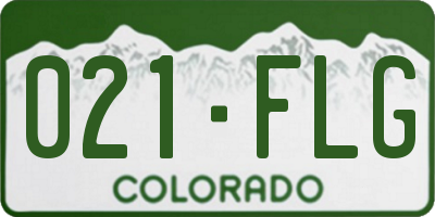 CO license plate 021FLG