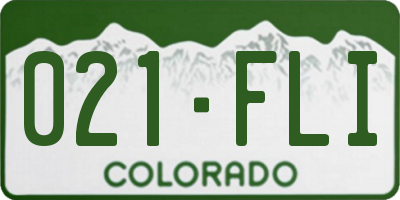 CO license plate 021FLI